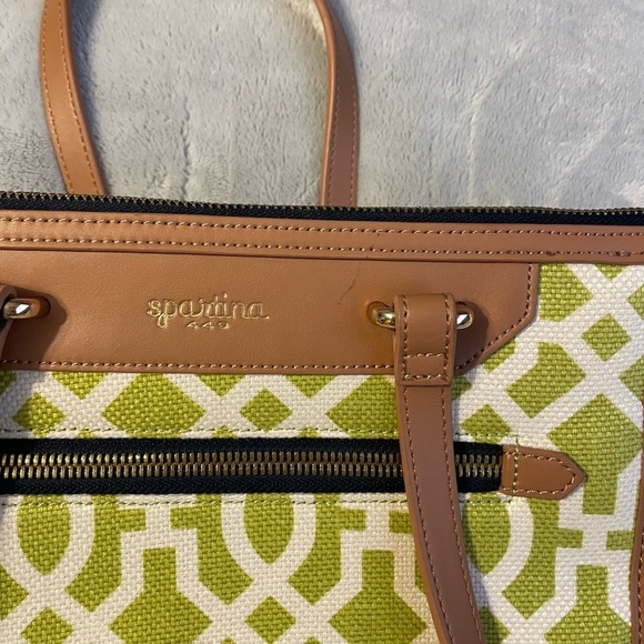 Spartina 449 Heyward Leather and Linen Double Strap Classic Purse Shoulder Bag - Picture 4 of 13